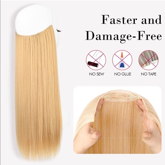 Invisible Wire Hair Extensions with Transparent Headband Adjustable - Picture 3 of 14